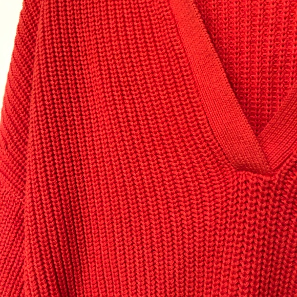 J. Crew Coral Cotton V Neckline Collared Knit Sweater Size Medium - Picture 4 of 7